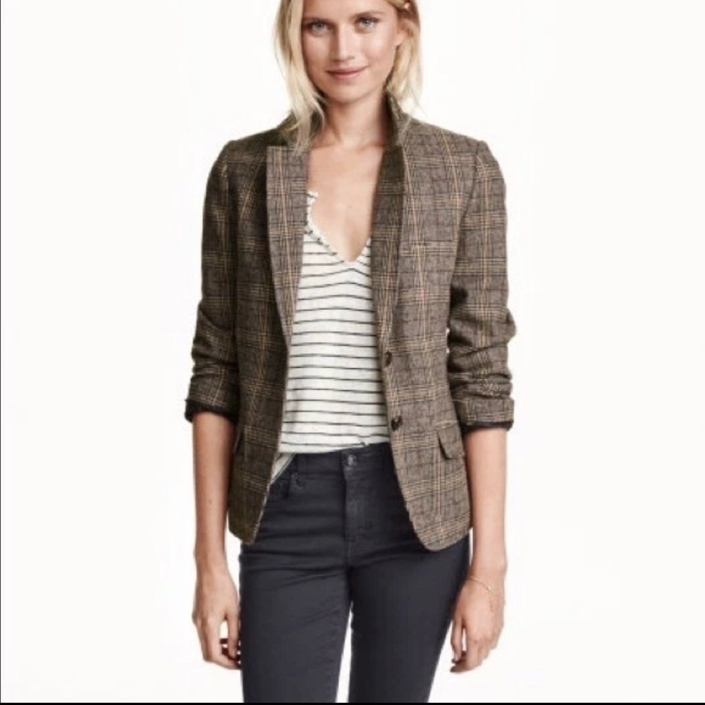 H&M Trendy Blazer Brown viscose & Wool Blend